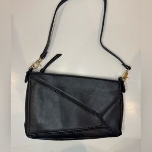 KGB Studio Geometric Asymmetric Black Shoulder Bag – Minimalist, Modern